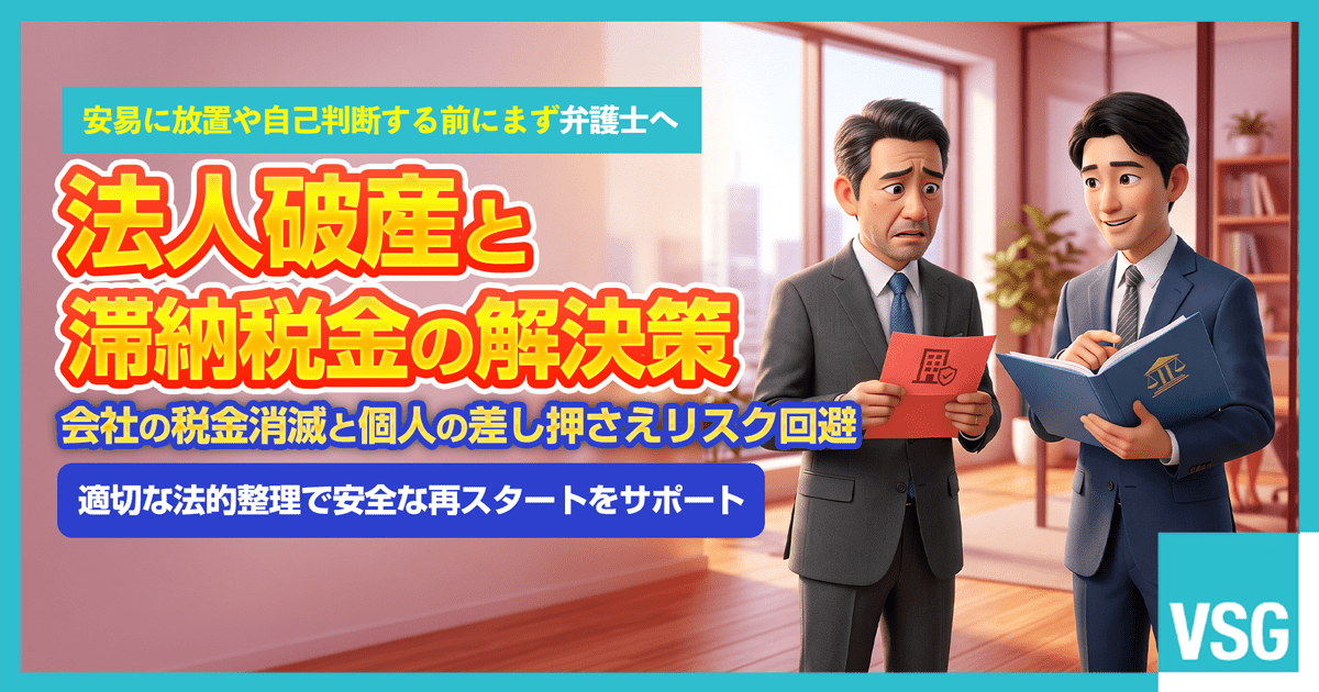 法人破産における税金や社会保険料の滞納問題、代表者個人への差し押さえリスクや第二次納税義務の回避について弁護士へ相談を検討している企業経営者のイメージ画像