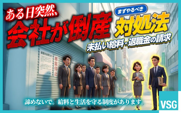 ある日会社が突然倒産したら、未払いの給与や退職金を請求できます。失業保険など倒産後にもらえるお金や、従業員がまずやるべきことについて弁護士が解説します。