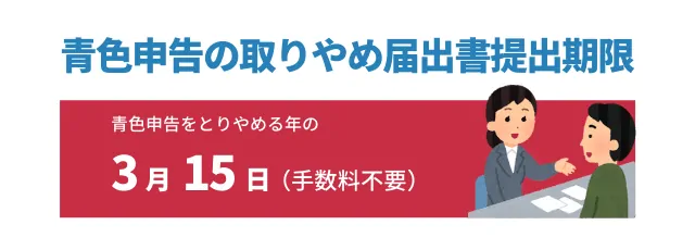 青色申告の取りやめ届出書はとりやめる年の3月15日までに提出