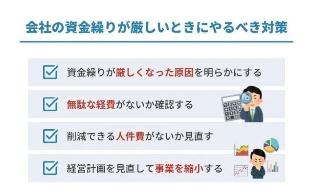 会社の資金繰りが厳しいときにやるべき対策