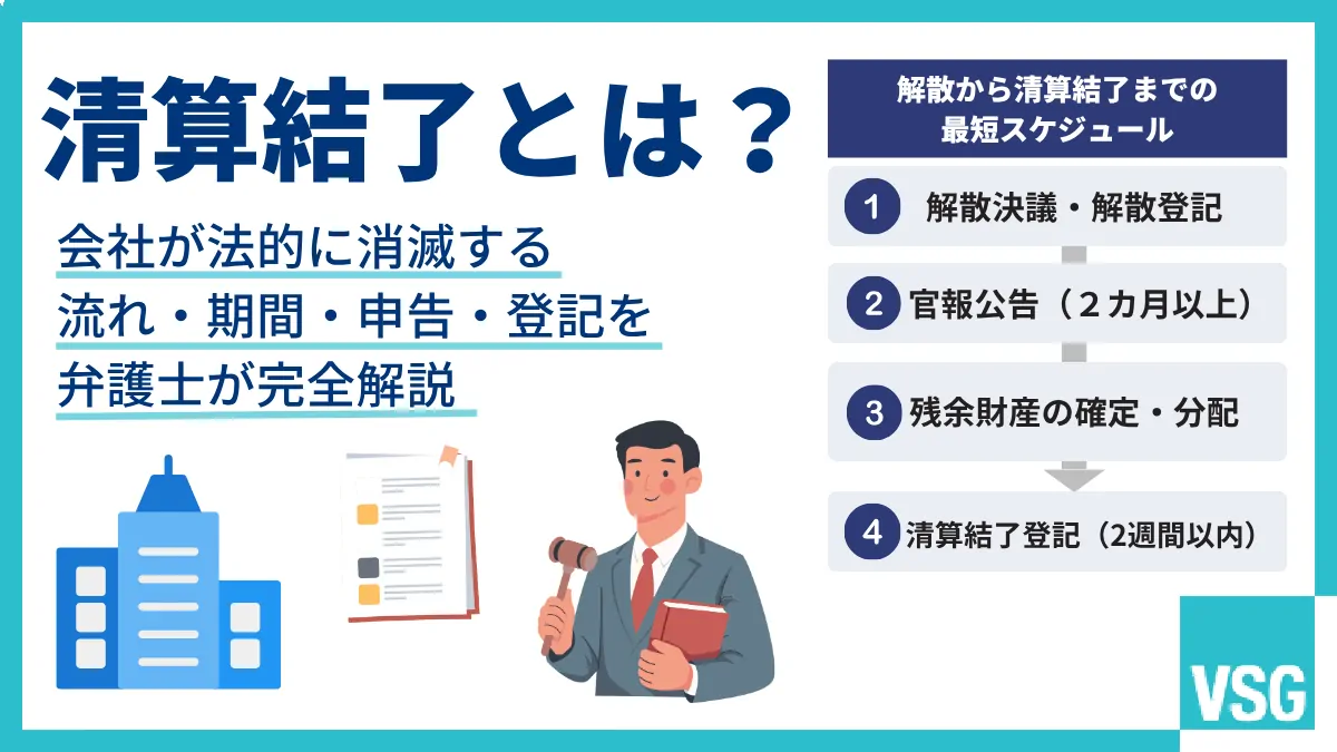 清算結了とは？会社が法的に消滅する流れ・期間・申告・登記を弁護士が完全解説