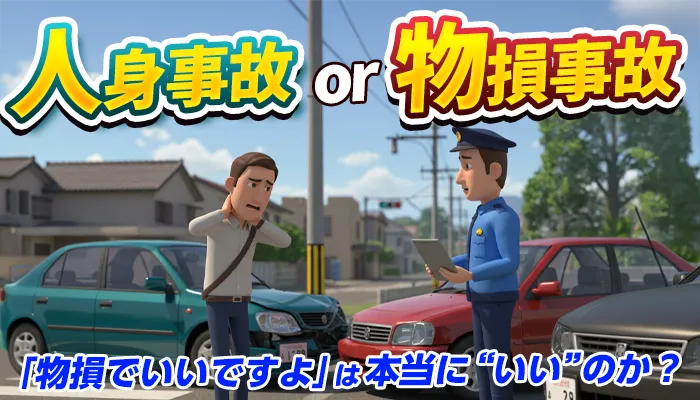 人身事故と物損事故の違いは？警察が物損にしたがる理由や切り替え方を解説