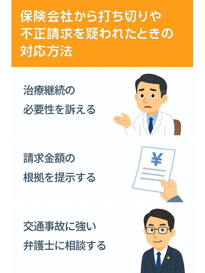 保険会社から打ち切りや不正請求を疑われたときの対応方法