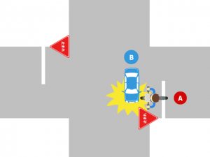 自転車側に一時停止の規制があるケースで起きた事故｜基本過失割合を解説