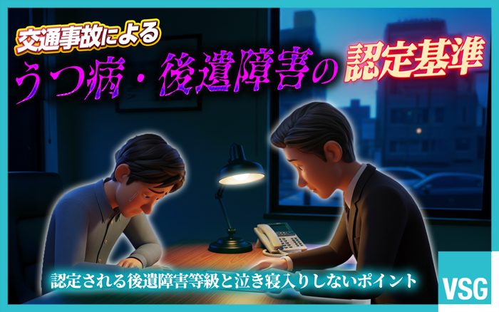 交通事故でうつ病が発症・悪化したら、後遺障害等級に認定してもらうことで慰謝料や逸失利益を請求できます。適切な等級認定を受けるためのポイントを解説します。