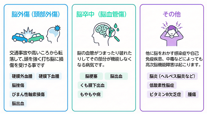 高次脳機能障害になる原因。交通事故で強い衝撃を受けることで症状が出る可能性もある