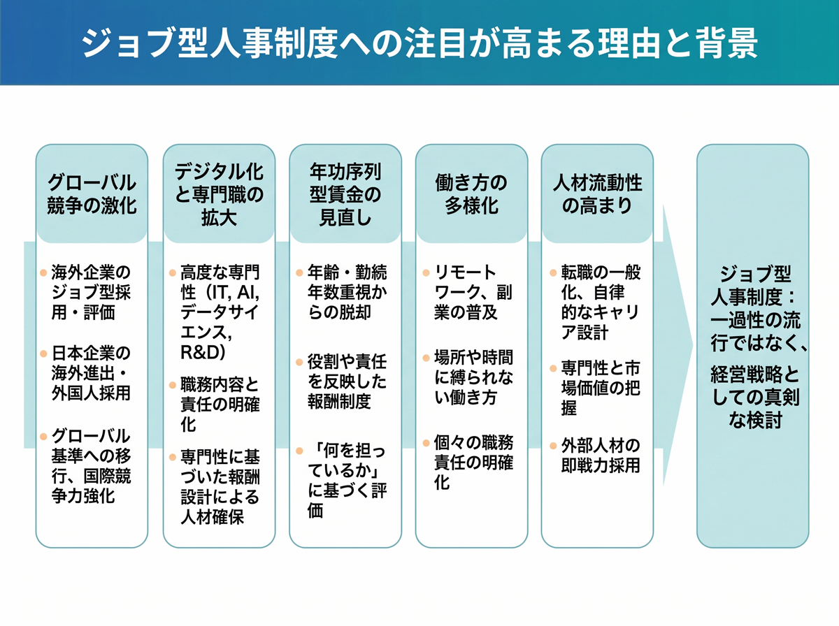 ジョブ型人事制度は一時的な流行ではなく、経営戦略の一環として本格的に検討されるようになっています。