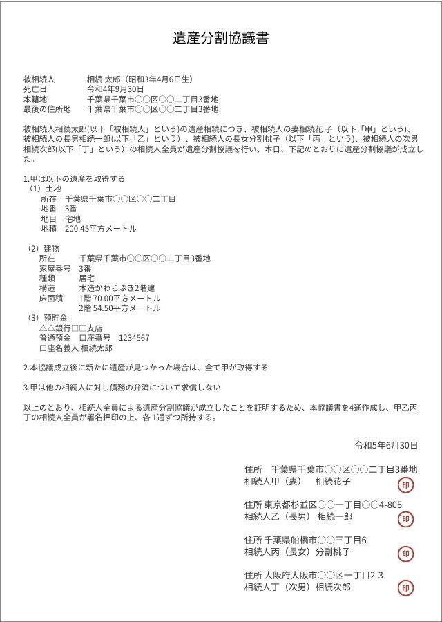 一人が全てを相続するときの遺産分割協議書の書式と書き方