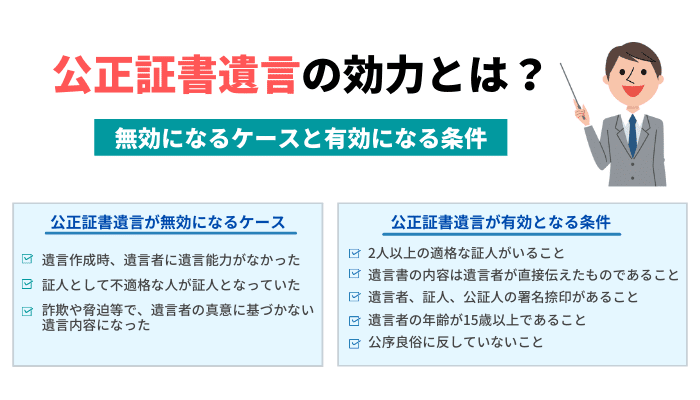 公正証書遺言の効力とは？無効になるケースや納得できないときの対処法を解説