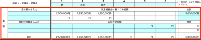 債務の金額を入力