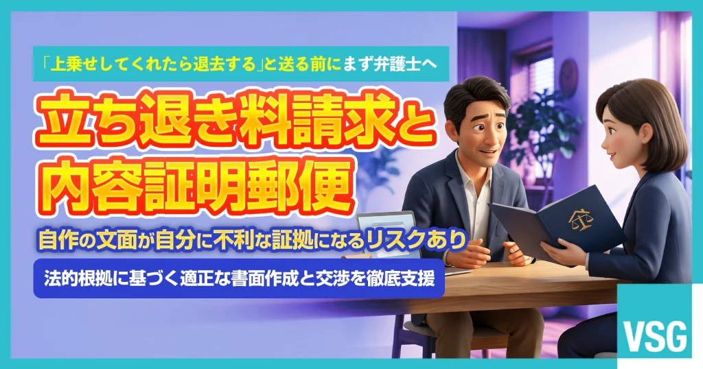 大家へ立ち退き料を請求する内容証明郵便を自作する際、不利な証拠となるNGワードを避けるため、送付前に弁護士へ文面確認や代理交渉の相談をしている借主のイメージ画像