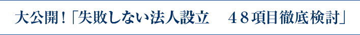 大公開！「失敗しない法人設立　４８項目徹底検討」