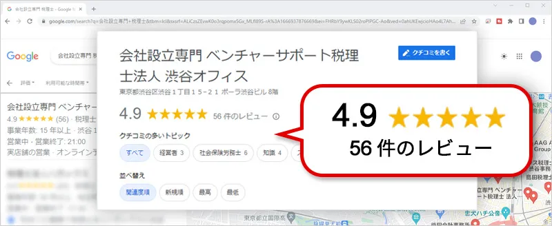 渋谷オフィスのGoogleクチコミ