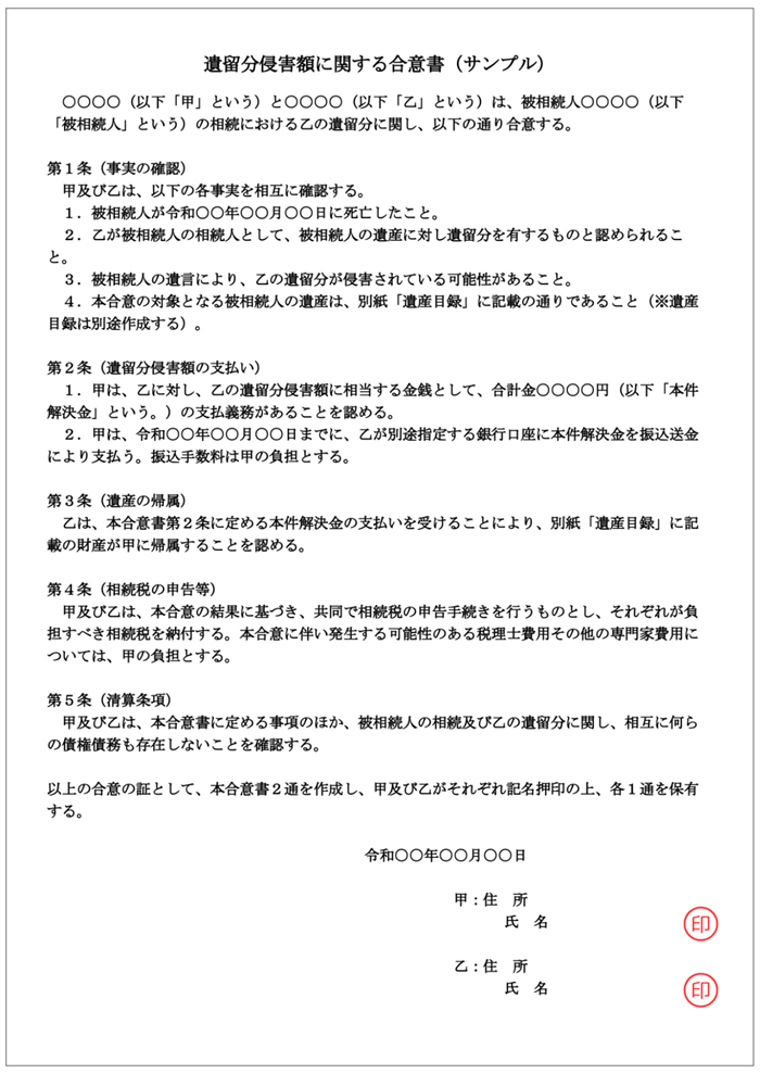 合意書のイメージ