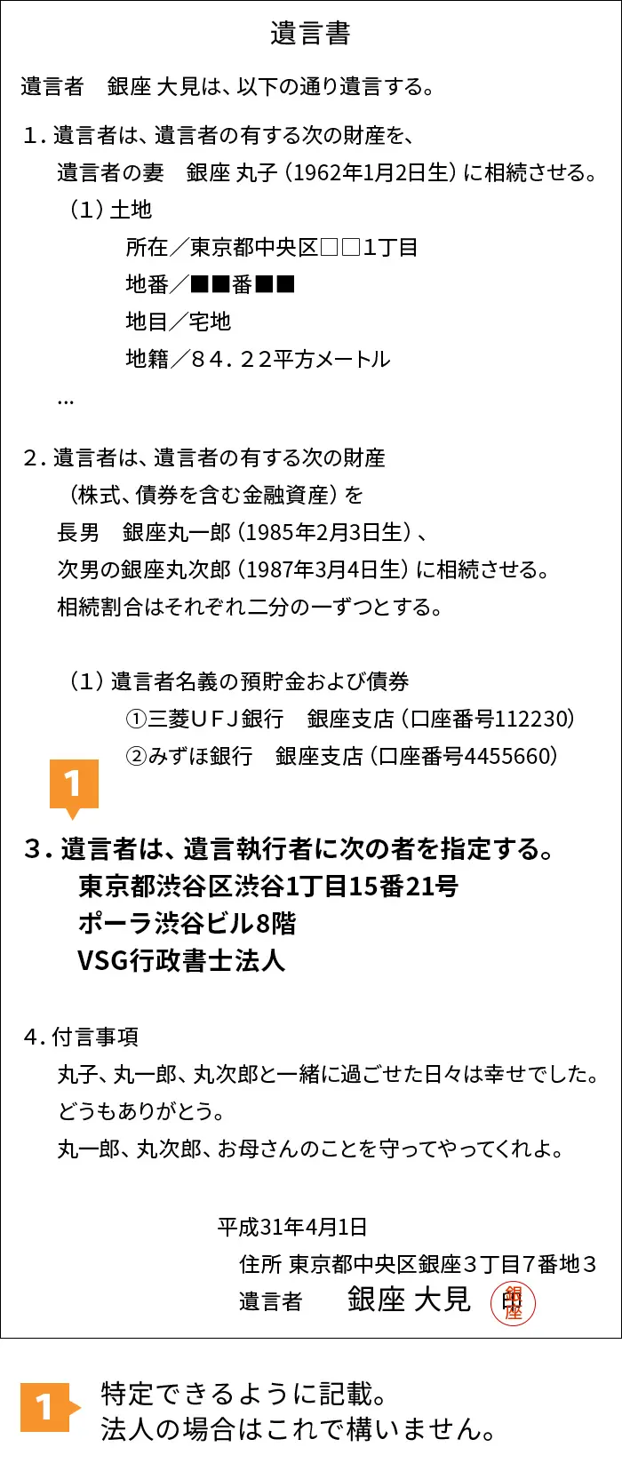 遺言執行者を指定する遺言の書き方・文例