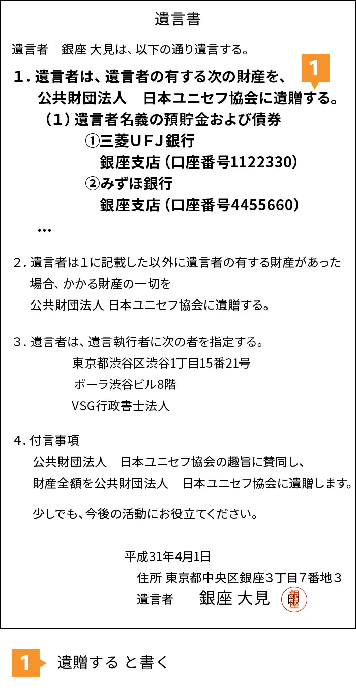 財産を特定の団体に寄付したい場合の遺言の書き方・文例