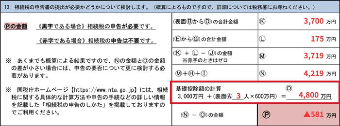 申告要否の確認欄