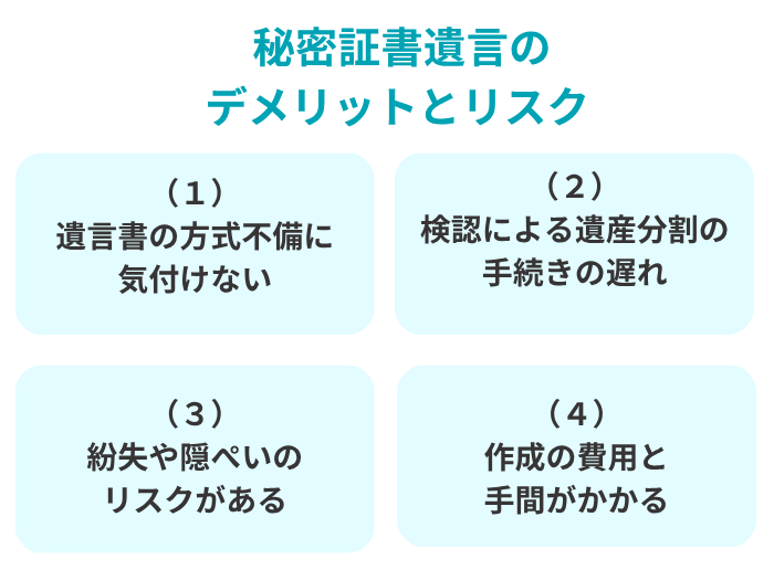 秘密証書遺言のデメリットとリスク
