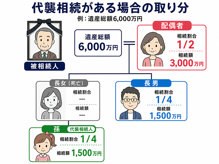 代襲相続がある場合の取り分