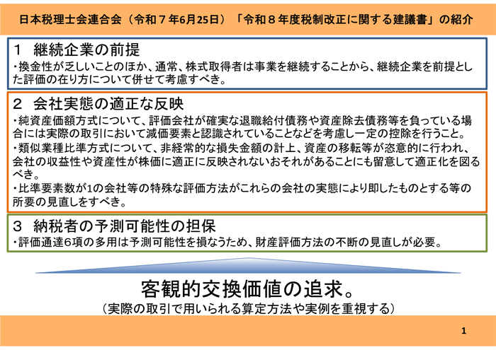 日本税理士会連合会（令和7年6月25日）「令和8年度税制改正に関する建議書」の紹介