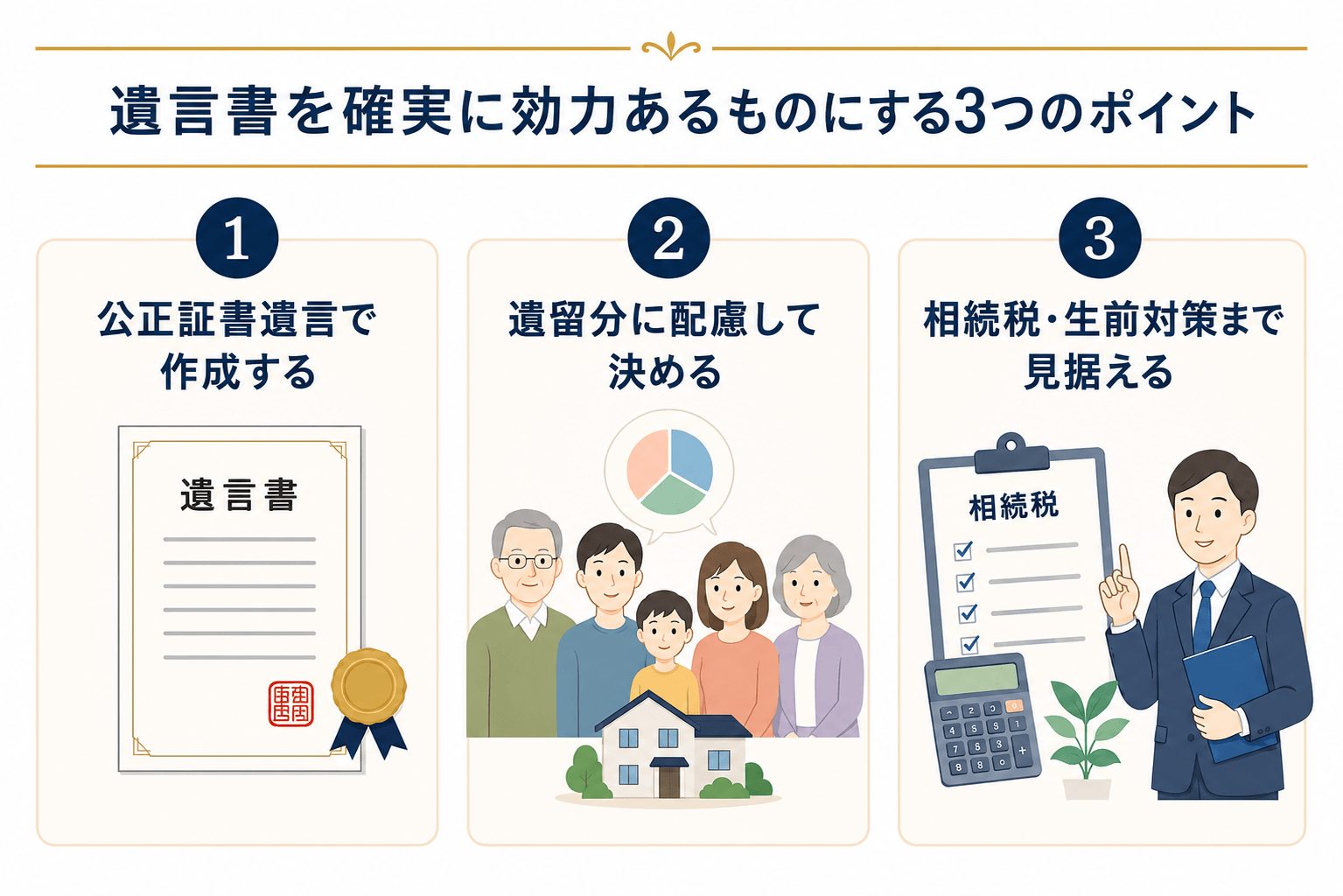 遺言書を確実に効力あるものにする3つのポイント