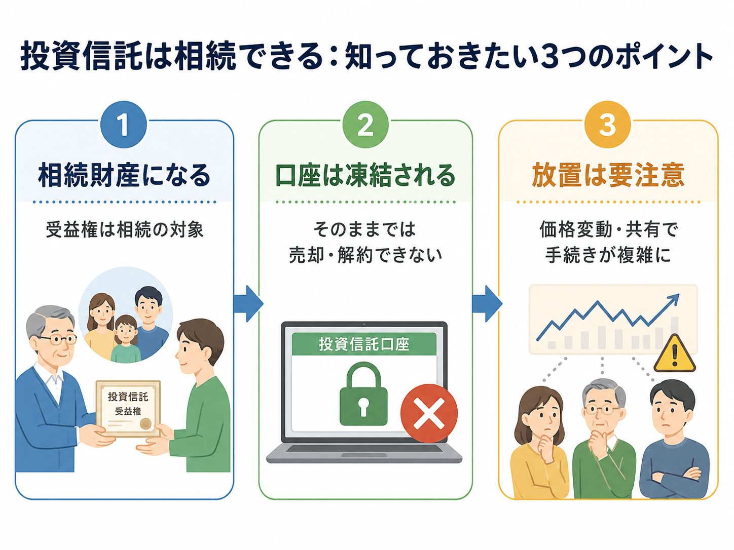 投資信託の相続における3つのポイント
