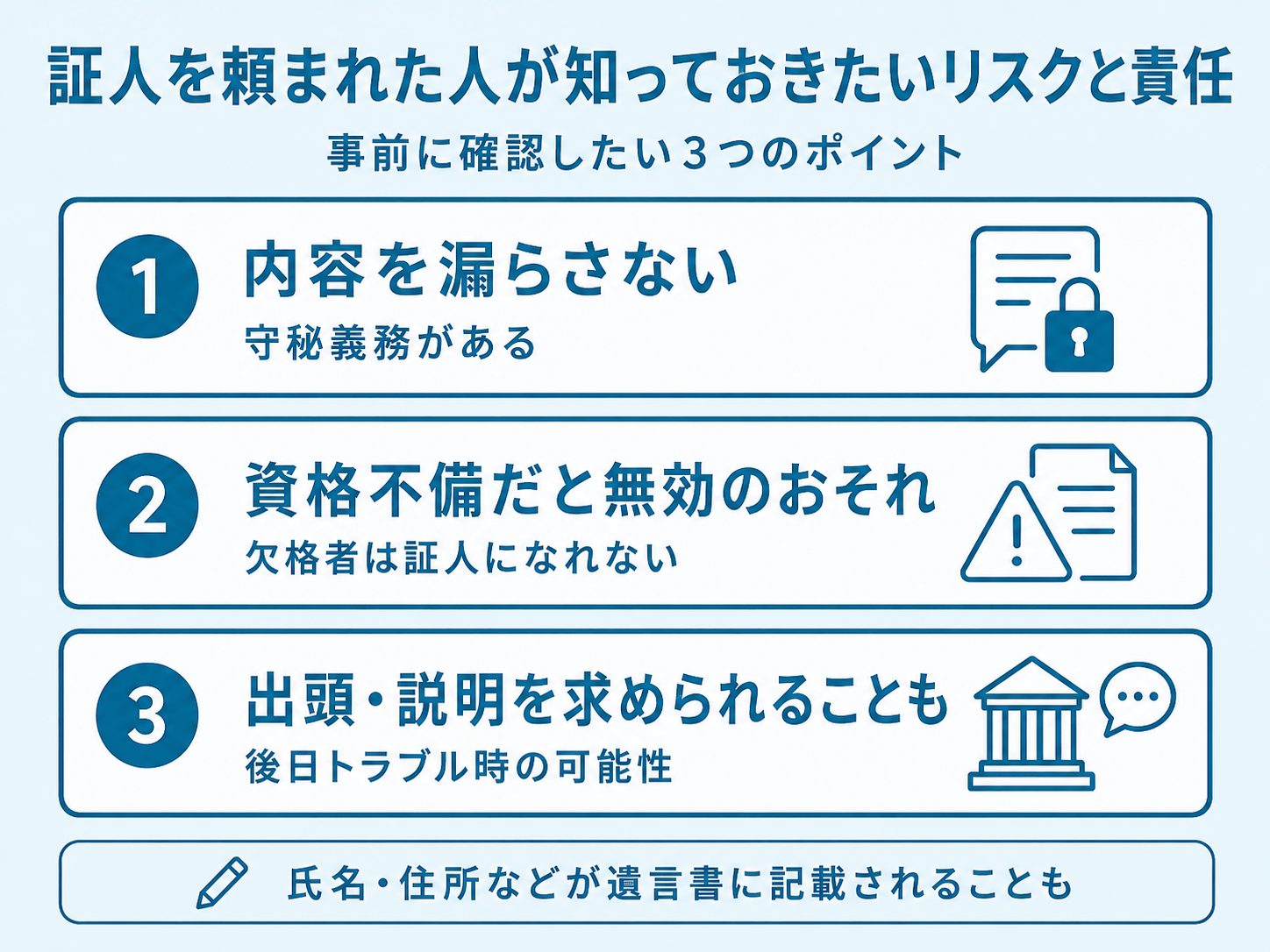 証人を頼まれた人が知っておきたいリスクと責任