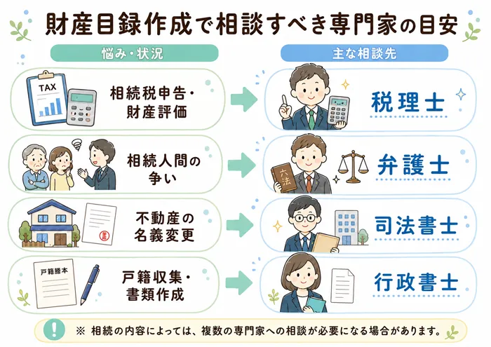 財産目録作成を専門家に相談すべきケース