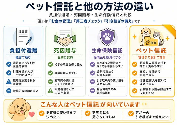 ペット信託と他の方法の違い