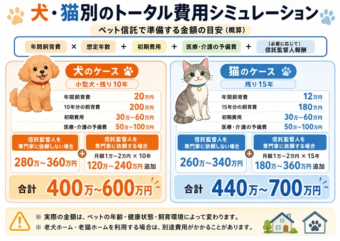 犬・猫別のトータル費用シミュレーション
