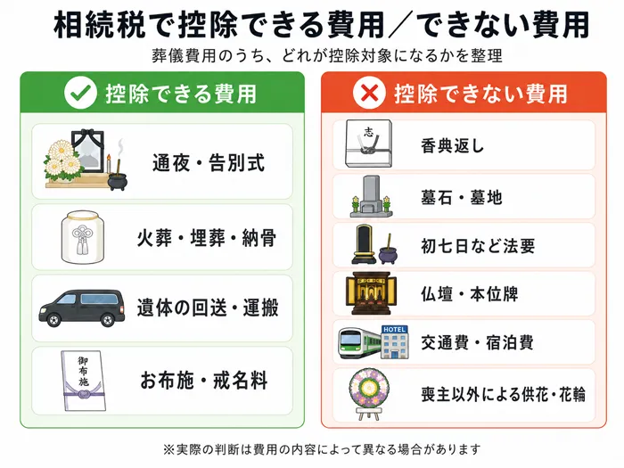 相続税の控除できる費用・できない費用