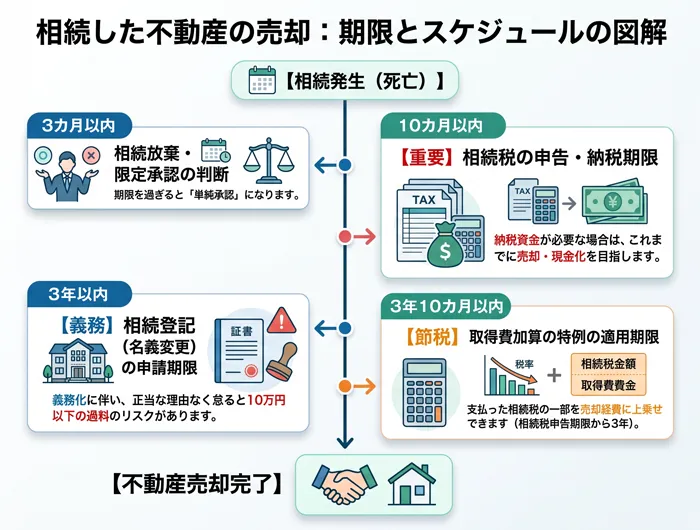 相続発生から不動産売却までの期限・スケジュール一覧