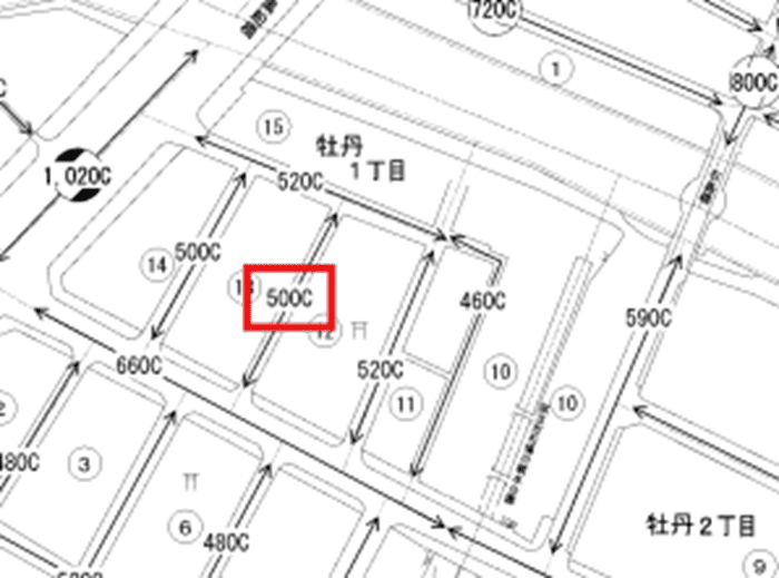 路線価図の「500C」の表記