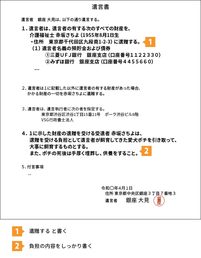 ペットが遺される場合の文例・見本