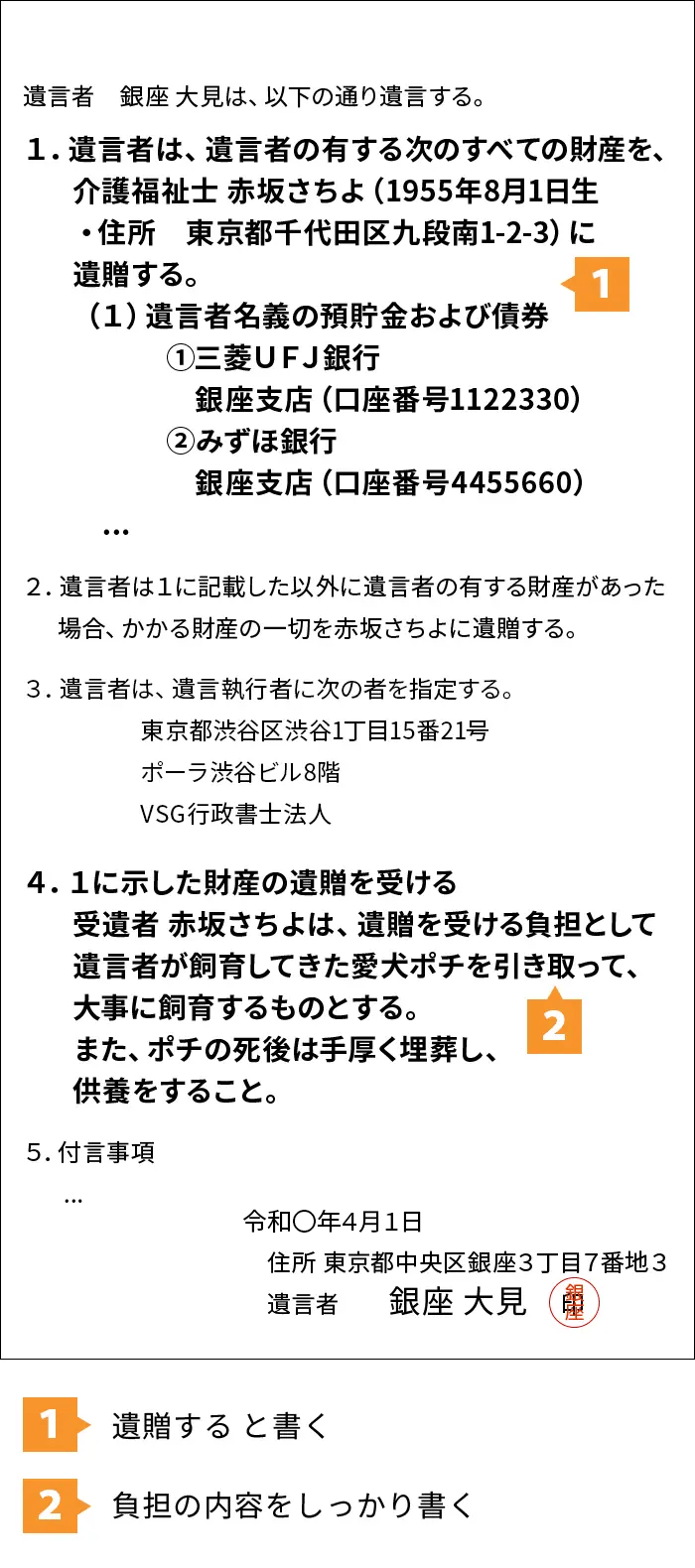 ペットが遺される場合の文例・見本