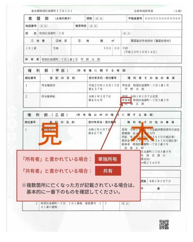 【相続登記の委任状】「登記の目的」の書き方