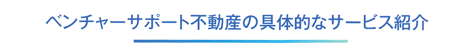 ベンチャーサポート不動産の具体的なサービス紹介タイトル