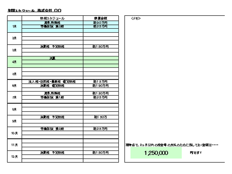 年間税金スケジュール