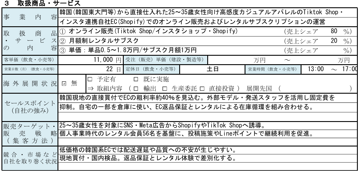 その3:取扱商品・サービス