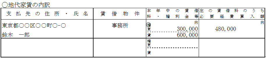 【白色申告】収支内訳書_地代家賃の内訳の記載方法