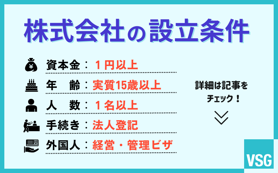 株式会社設立の条件を５つ解説！起業時の人数や年齢に要件はある？