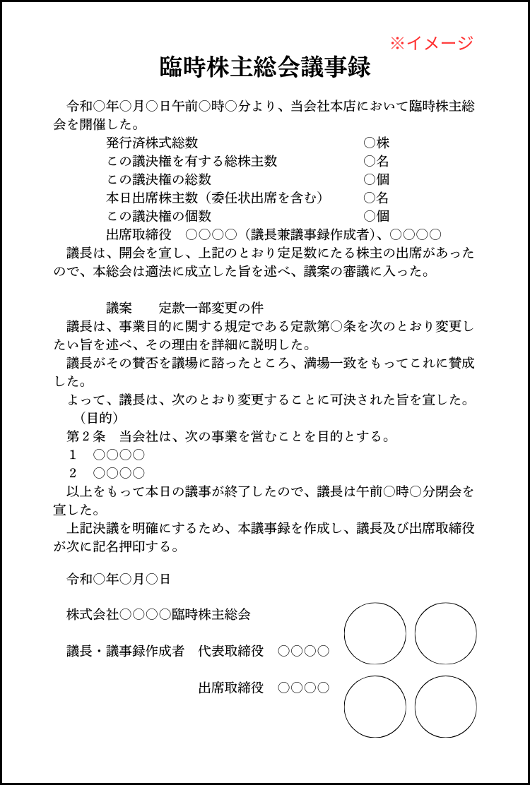 株主総会の議事録のひな形