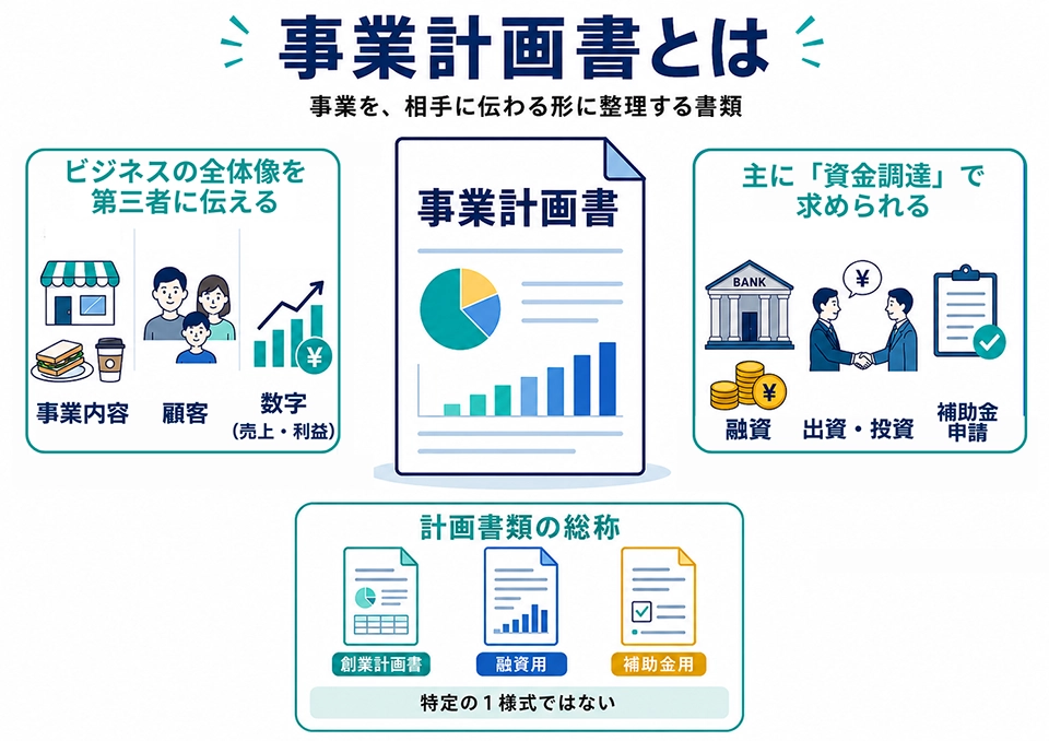 事業計画書とは:事業の全体像と収益見通しをまとめた書類の総称