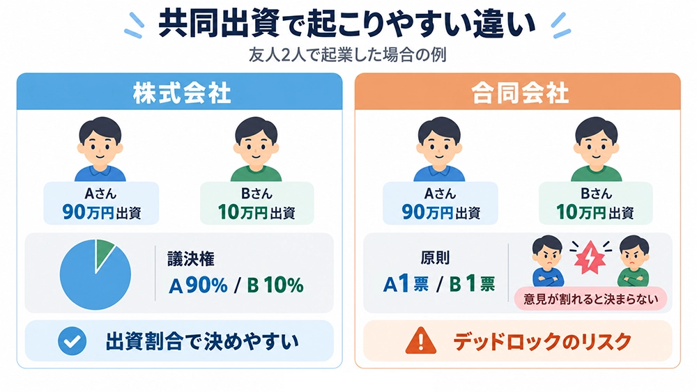 共同出資で起こりやすい違い
