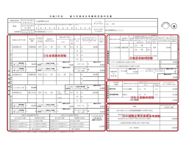 給与所得者の保険料控除申告書