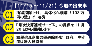 【11/15～11/21】今週の出来事